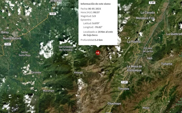 Registran sismo de 3,9 en Caja Seca