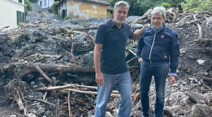 George Clooney estuvo entre los miles de personas atrapadas en las inundaciones de Italia